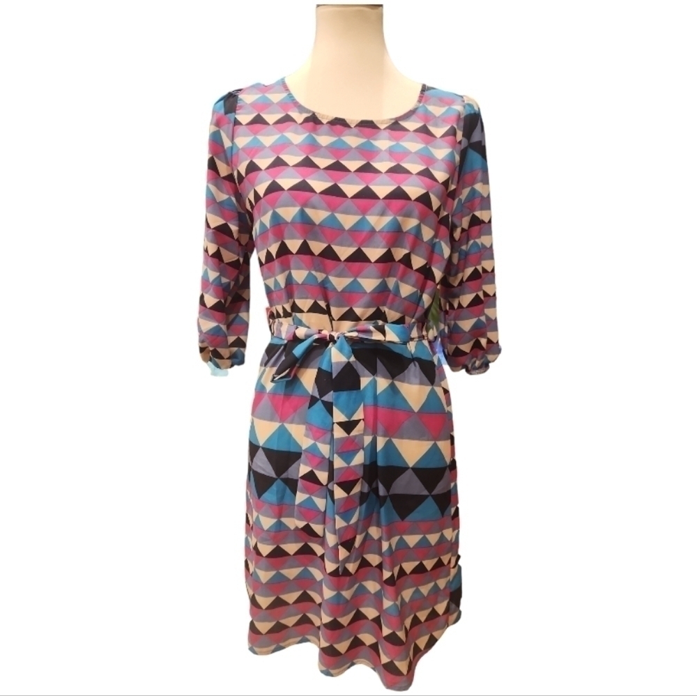 Needle & Thread Geometric Belted Dress